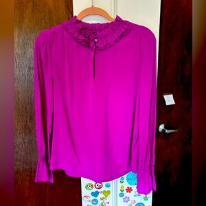 Women's Ruffled Silk Magenta J.Crew Blouse